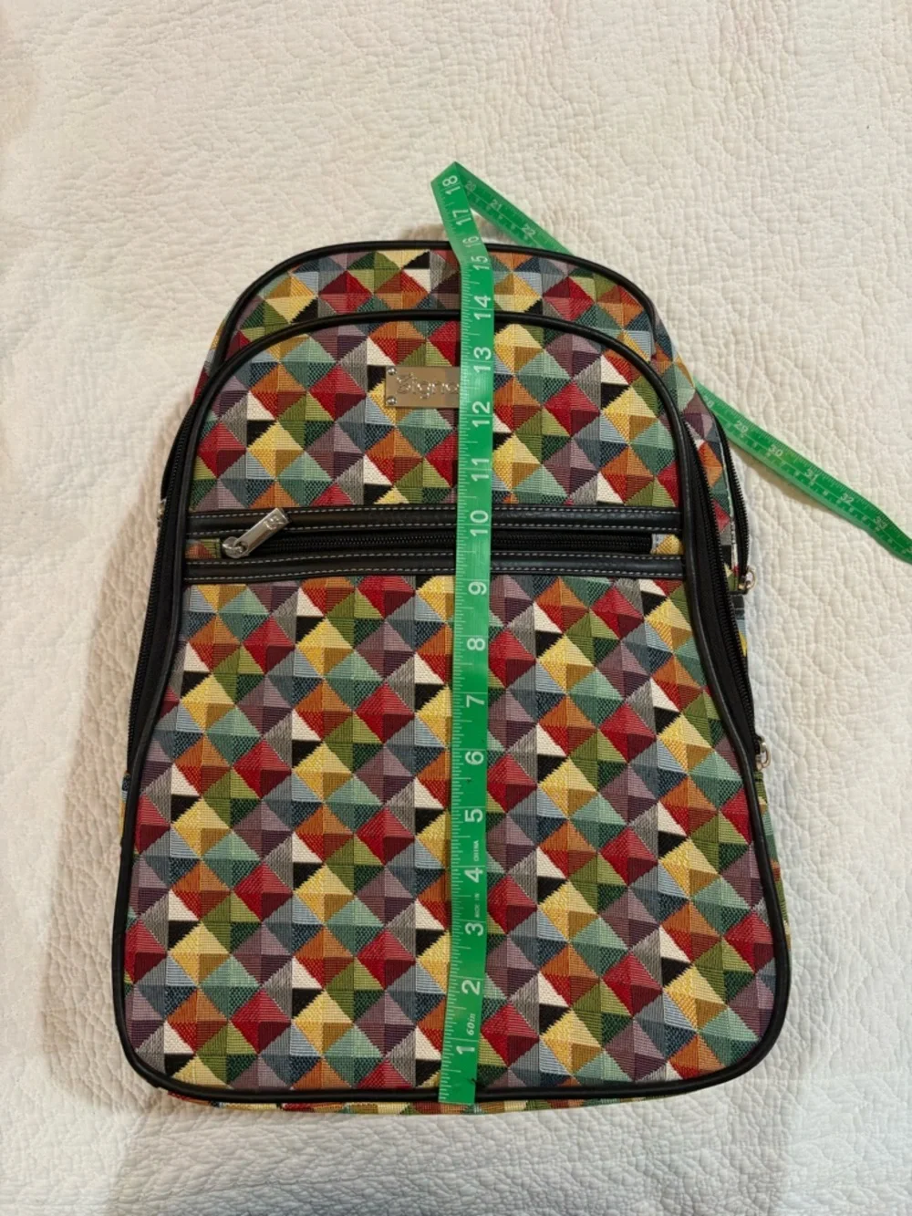 Multicolor Geometric Pattern Backpack by Signare - Picture 10 of 10